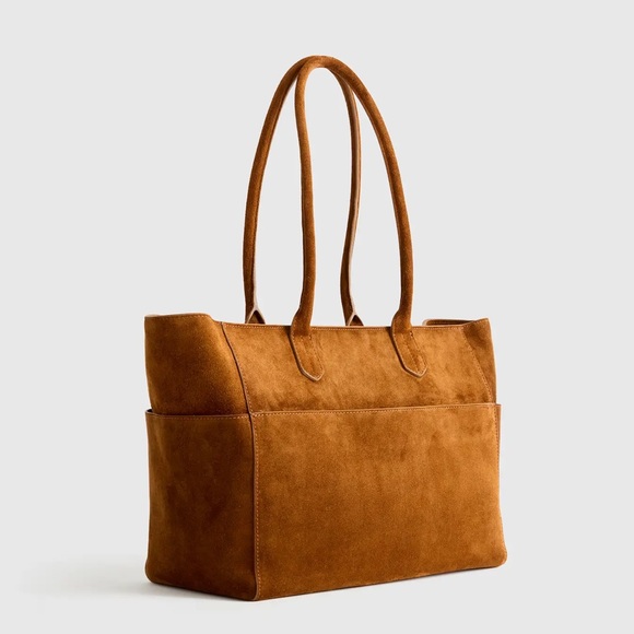 Quince Handbags - Quince Italian Suede Shopper Tote Whisky Brown Bags
